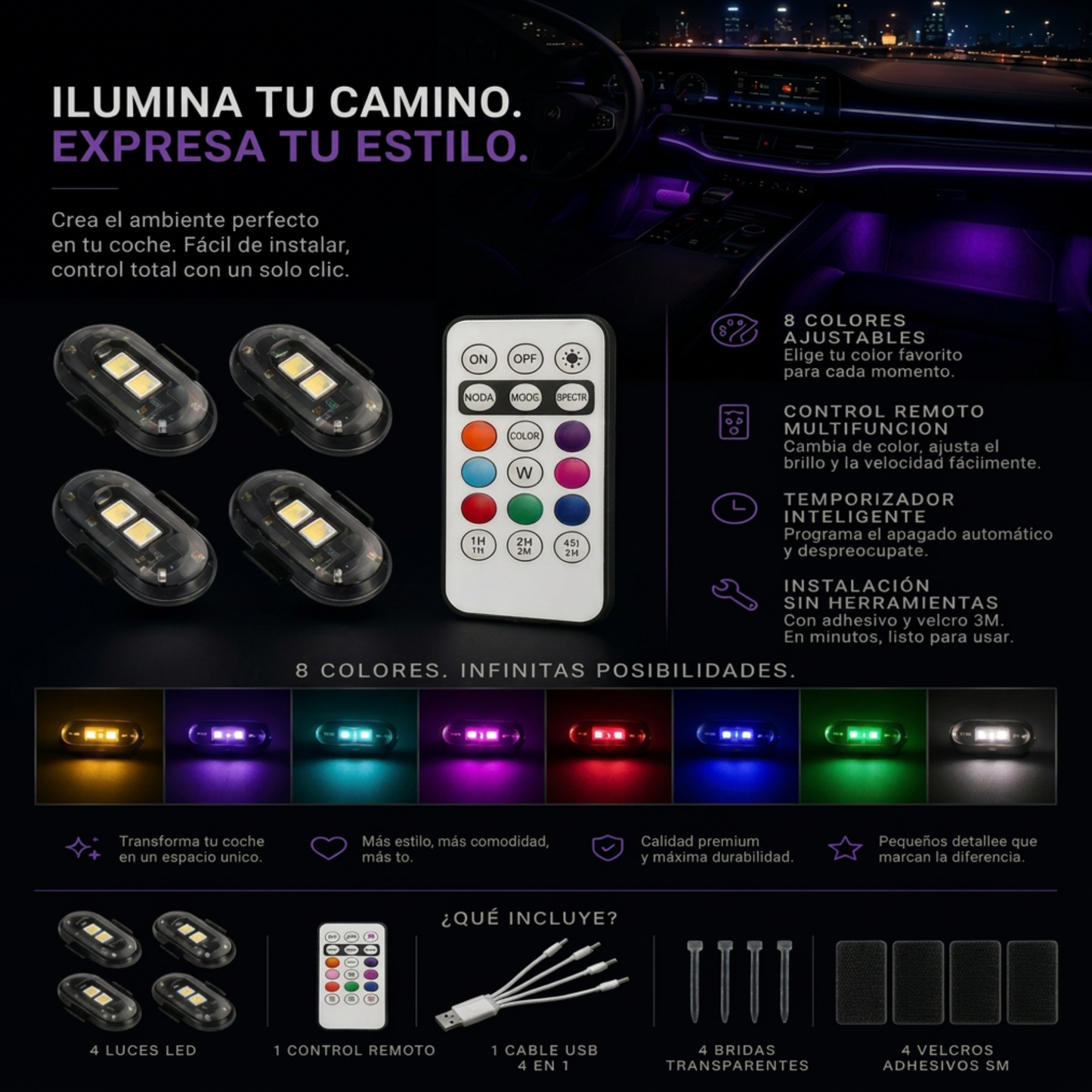 Luces led RGB para el interior de tu coche
